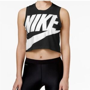 Nike Black Graphic Crop Muscle Tee